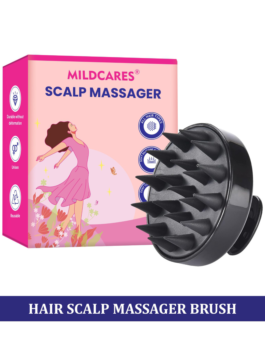 MILDCARES Scalp Massager & Exfoliator Brush For Anti Dandruff - Black