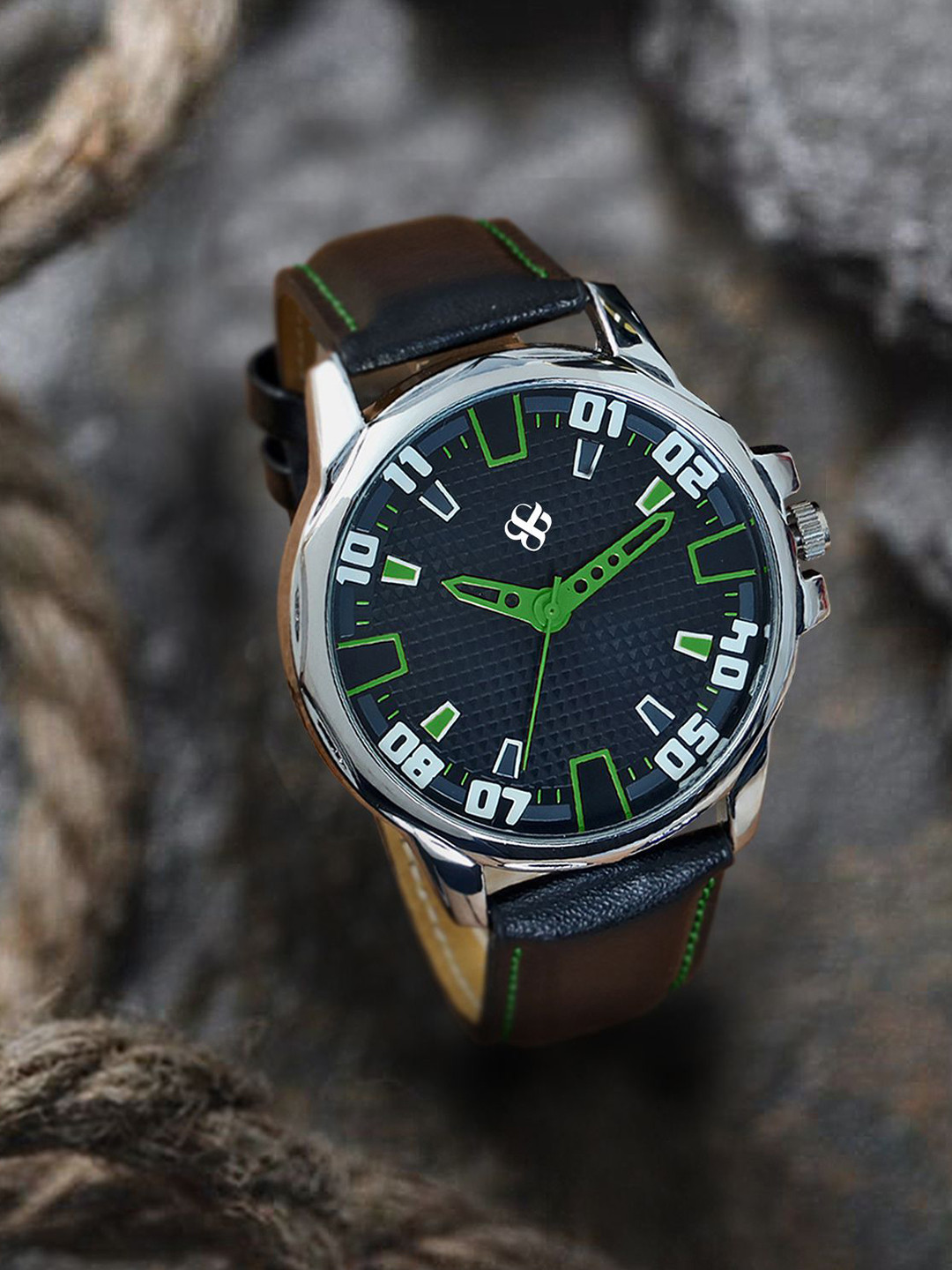 BIG SHOT Men Textured Dial & Leather Straps Analogue Watch BSM073G