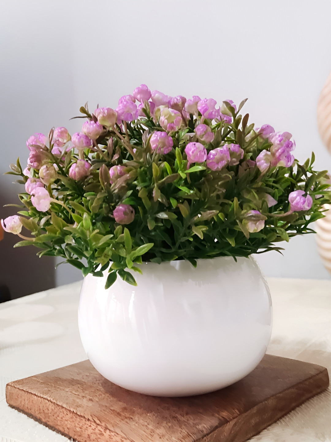 Homesake Green & Purple Cherry Blossom Bonsai Artificial Plant With Pot