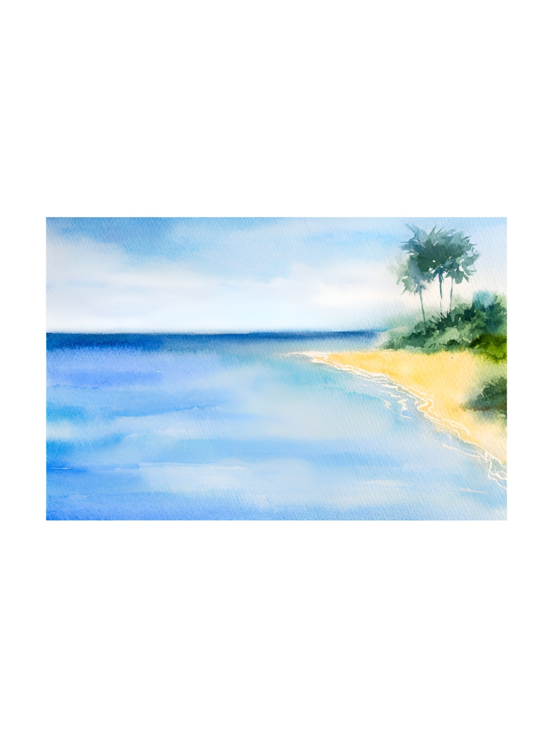 Inephos Blue And White 1 Piece Printed Canvas Wall Art