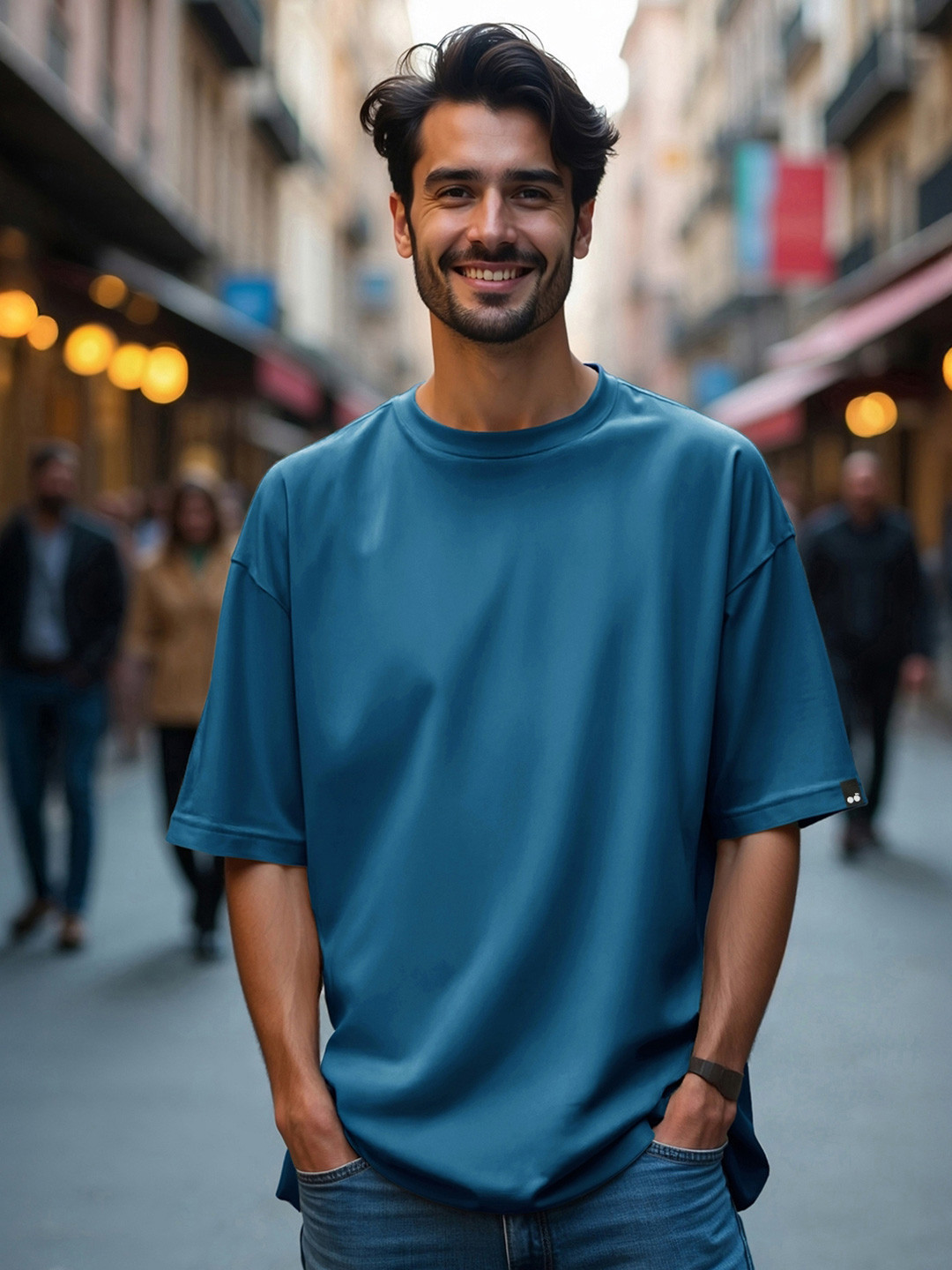 Bewakoof Heavy Duty Men Solid Round Neck Cotton Oversized T-shirt