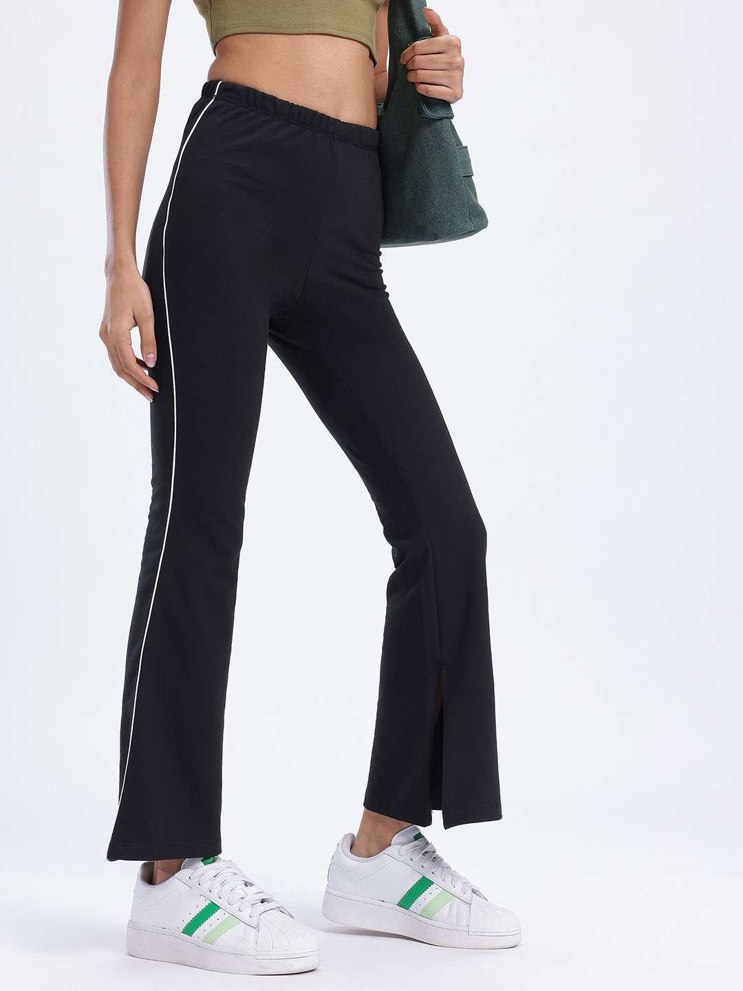 glitchez Women Front Slit Flared Track Pants
