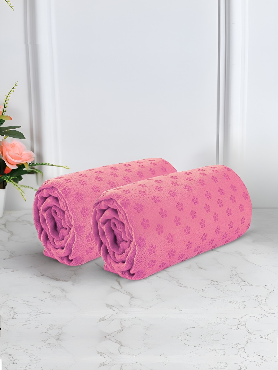 Black gold Pink 2 Pieces Printed Rectangular Shape Yoga Mat Towel