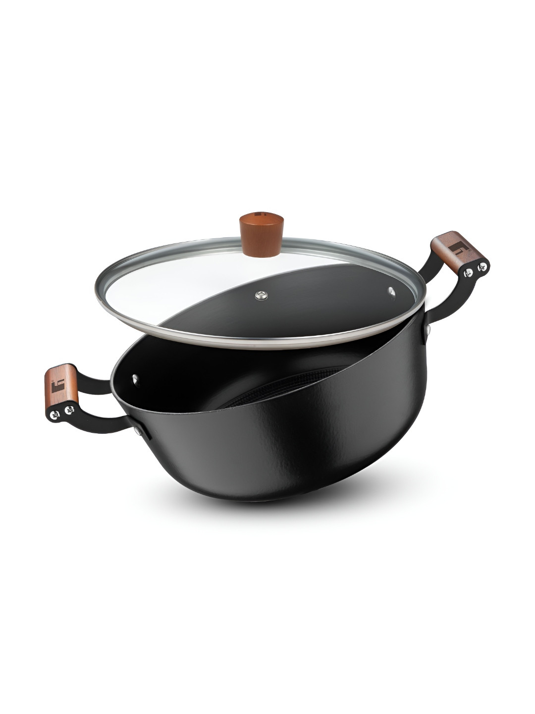 BERGNER Odin Black Cast Iron Smooth Surface Cook And Serve Casserole 5.6L With Lid