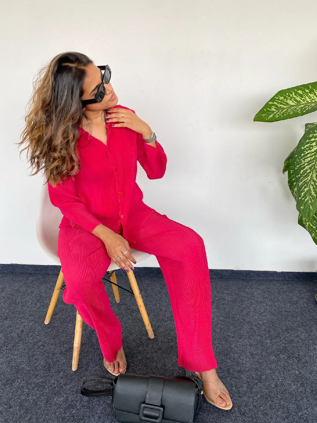 Hermyne Shirt Collar Shirt and Trousers