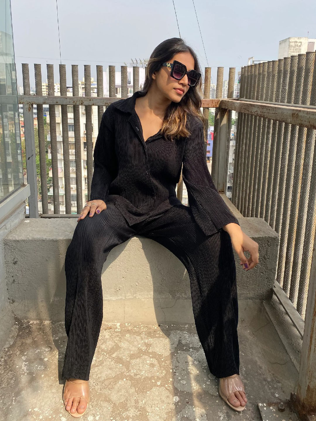 Hermyne Shirt Collar Shirt and Trousers