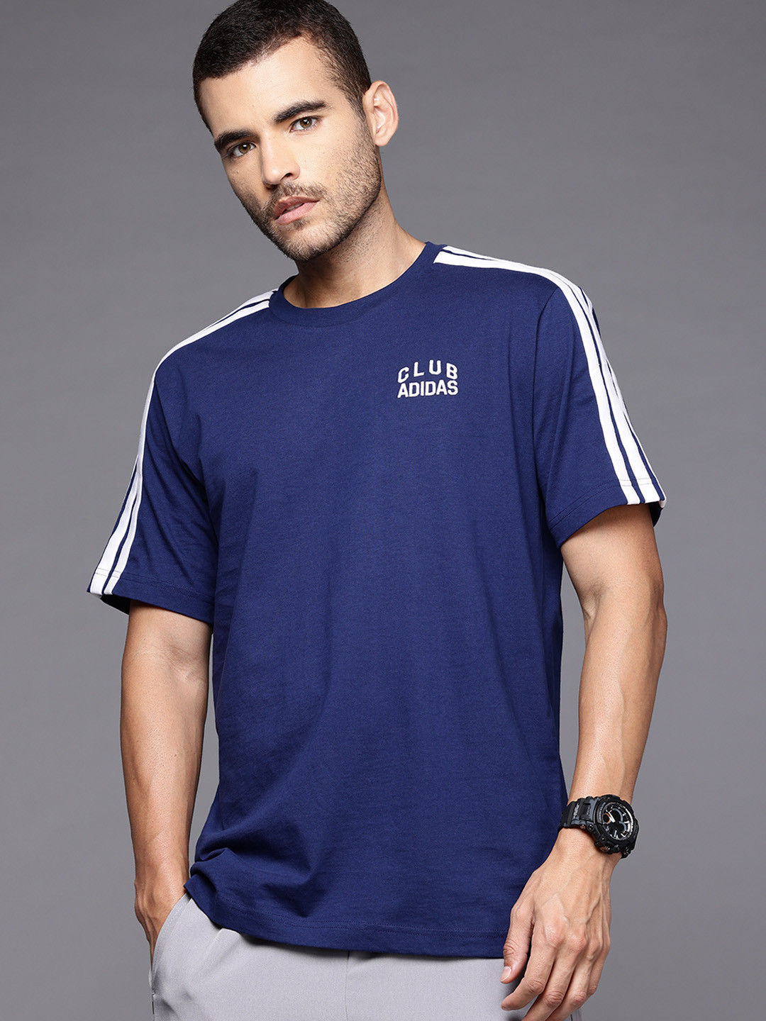 ADIDAS Embroidered Detail 3 Stripes M C Collection T-shirt