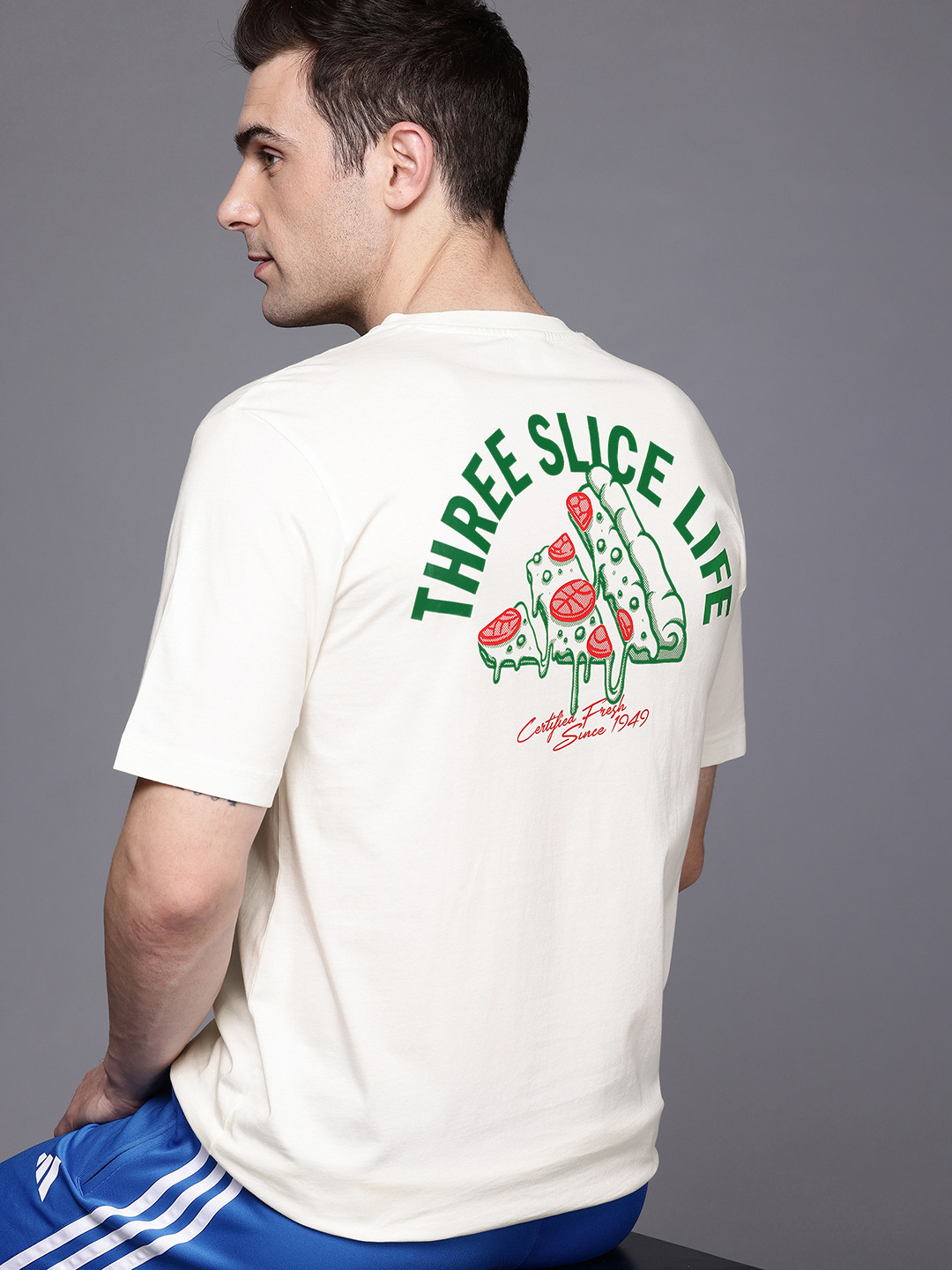 ADIDAS L Pizza Printed Cotton T-shirt