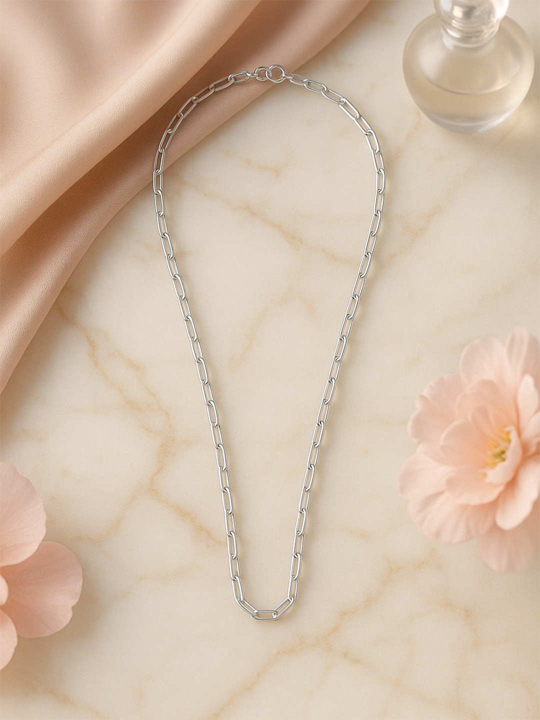 Nipura 925 Sterling Silver Rhodium-Plated Chic Link Minimal Chain