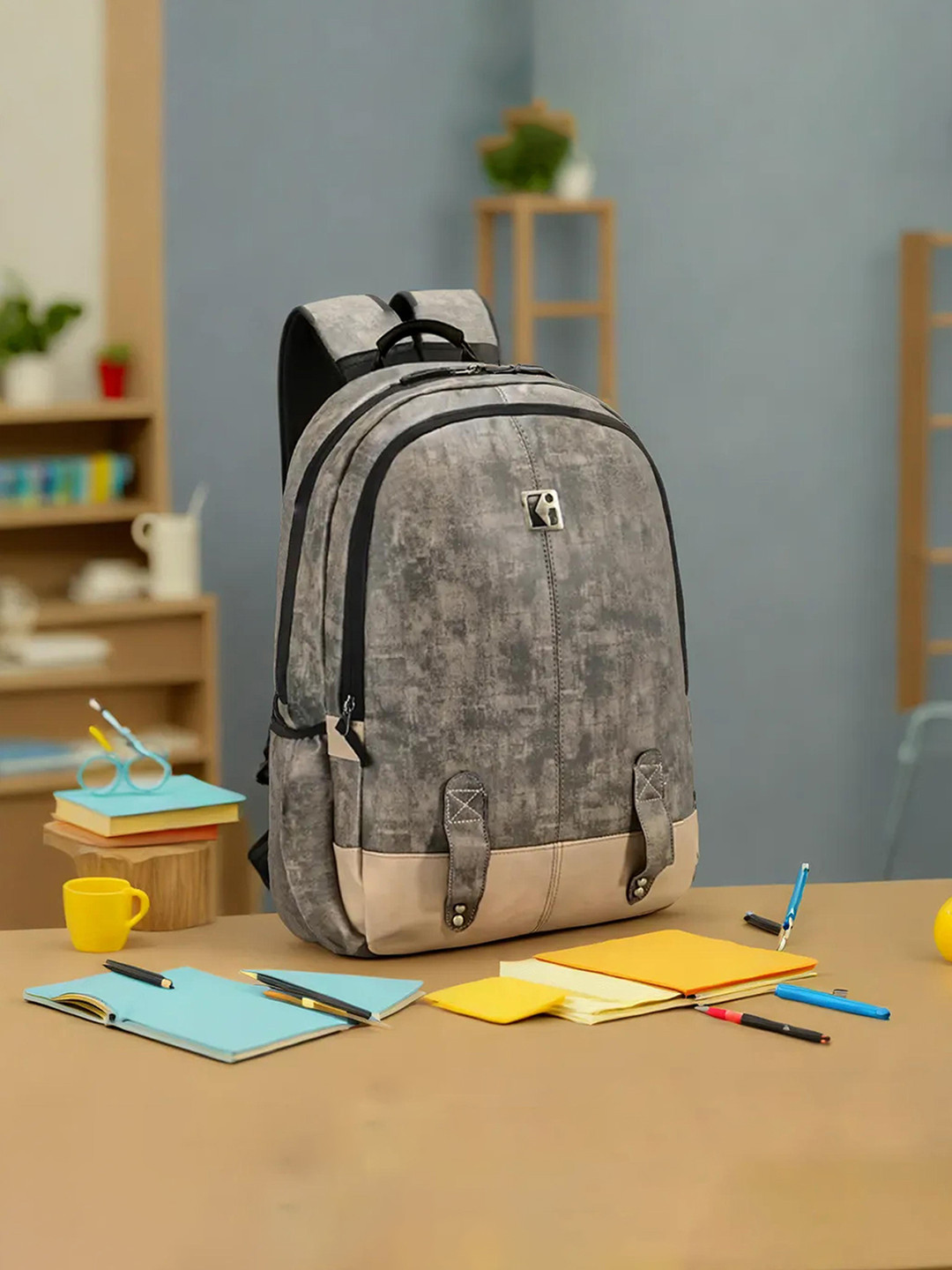 Kuber Industries Men 2 Compartments Leather Laptop Backpack