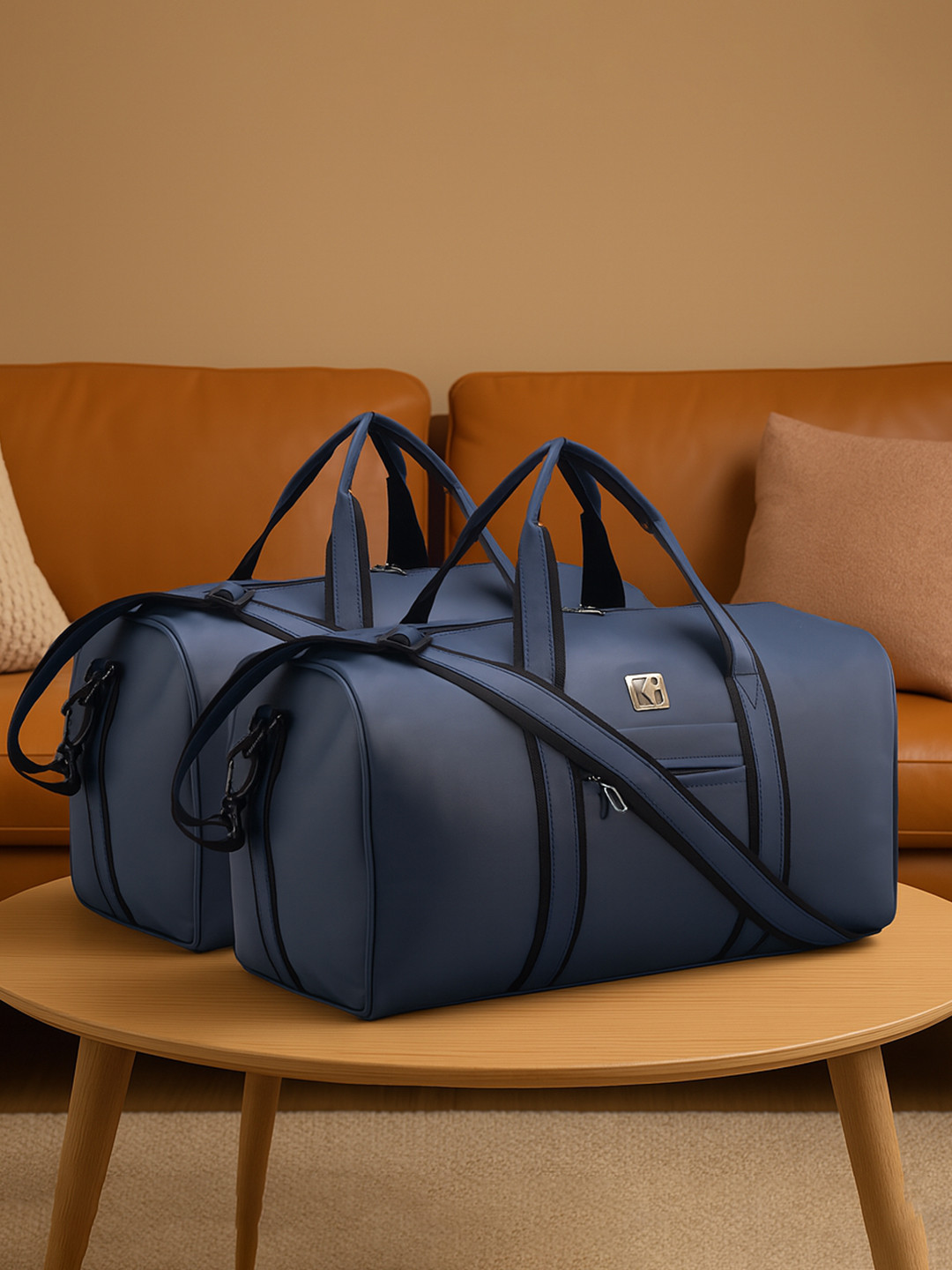 Kuber Industries Unisex Set Of 2 Medium Reversible Leather Travel Duffel Bags