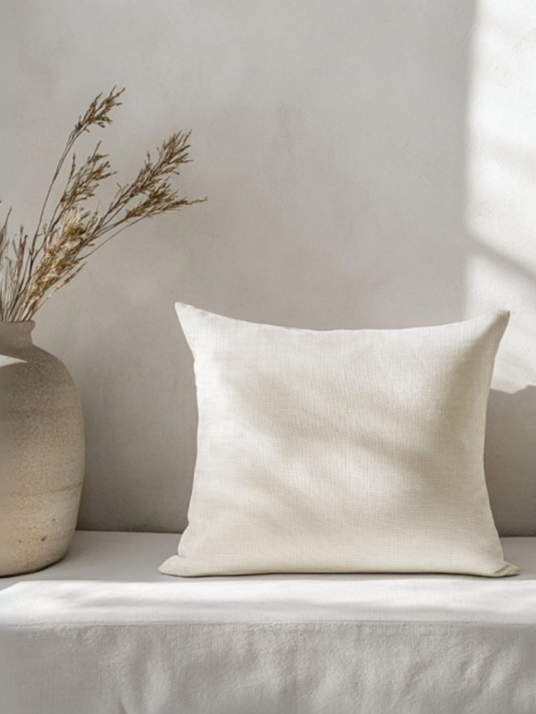 Copper-Red Niseko White Cotton Square Cushion Cover