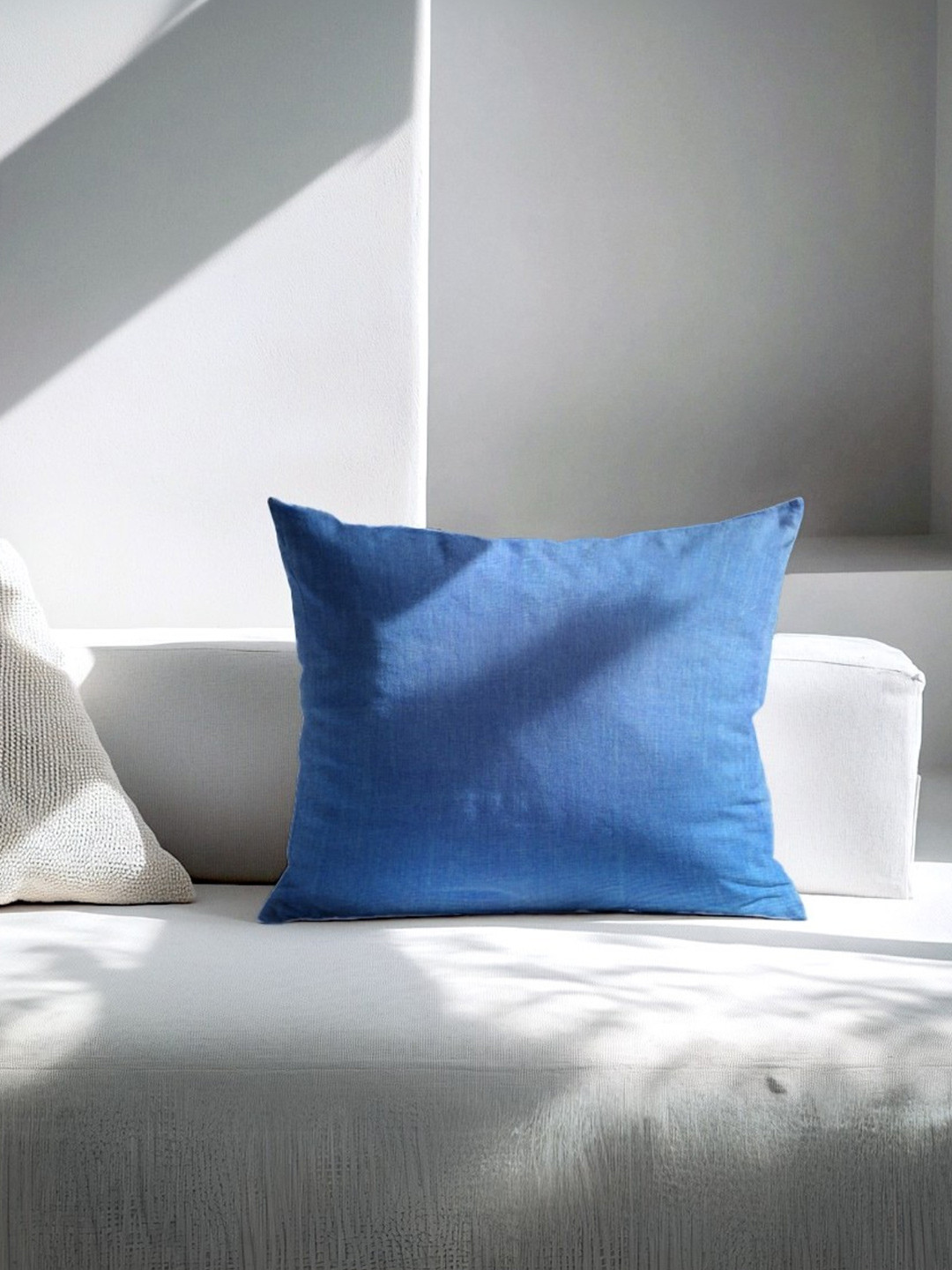 Copper-Red Navagio Blue Cotton Durable 6 Piece Square Cushion Covers - 16 x 16 Inches