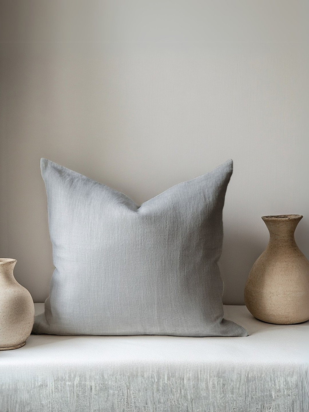 Copper-Red Saadiyat Grey Cotton Square Cushion Cover