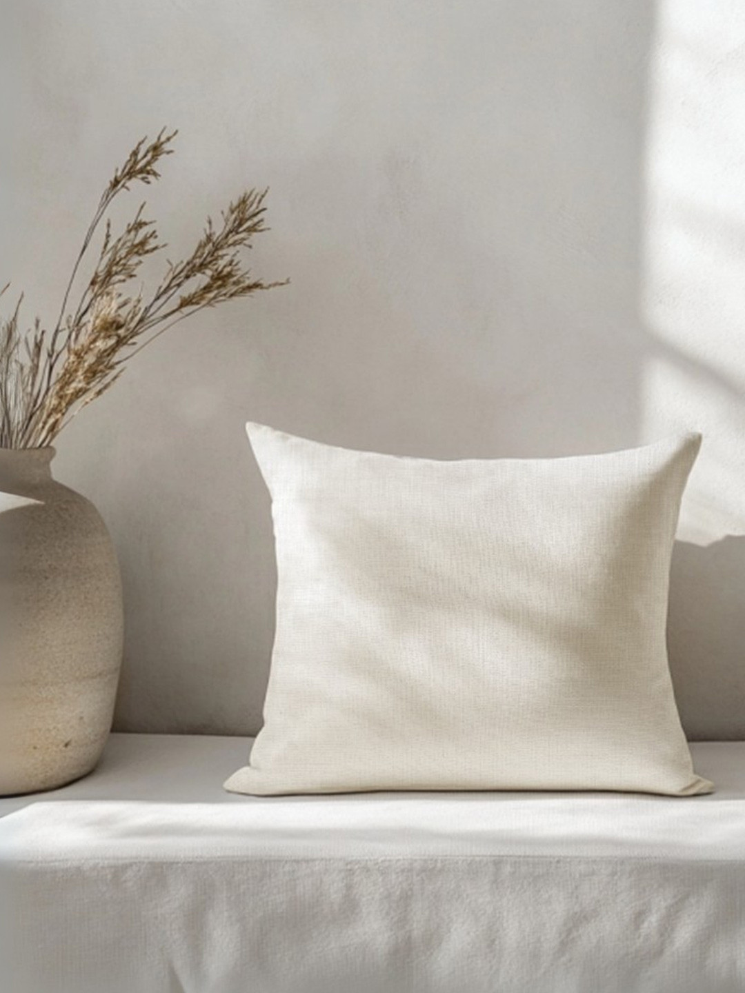 Copper-Red Niseko White Cotton Square Cushion Cover