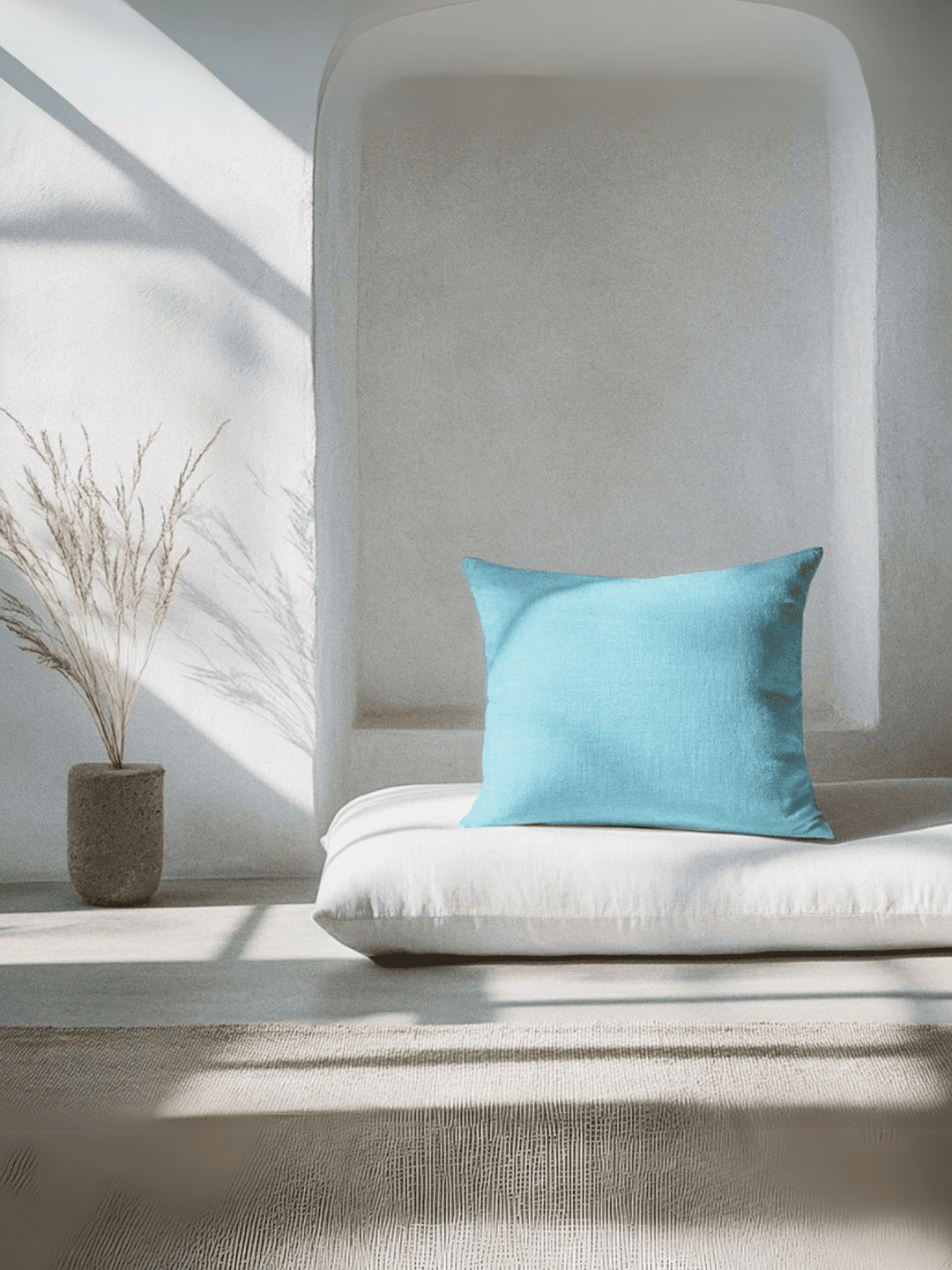 Copper-Red Corsica Light Blue Cotton Square Cushion Cover