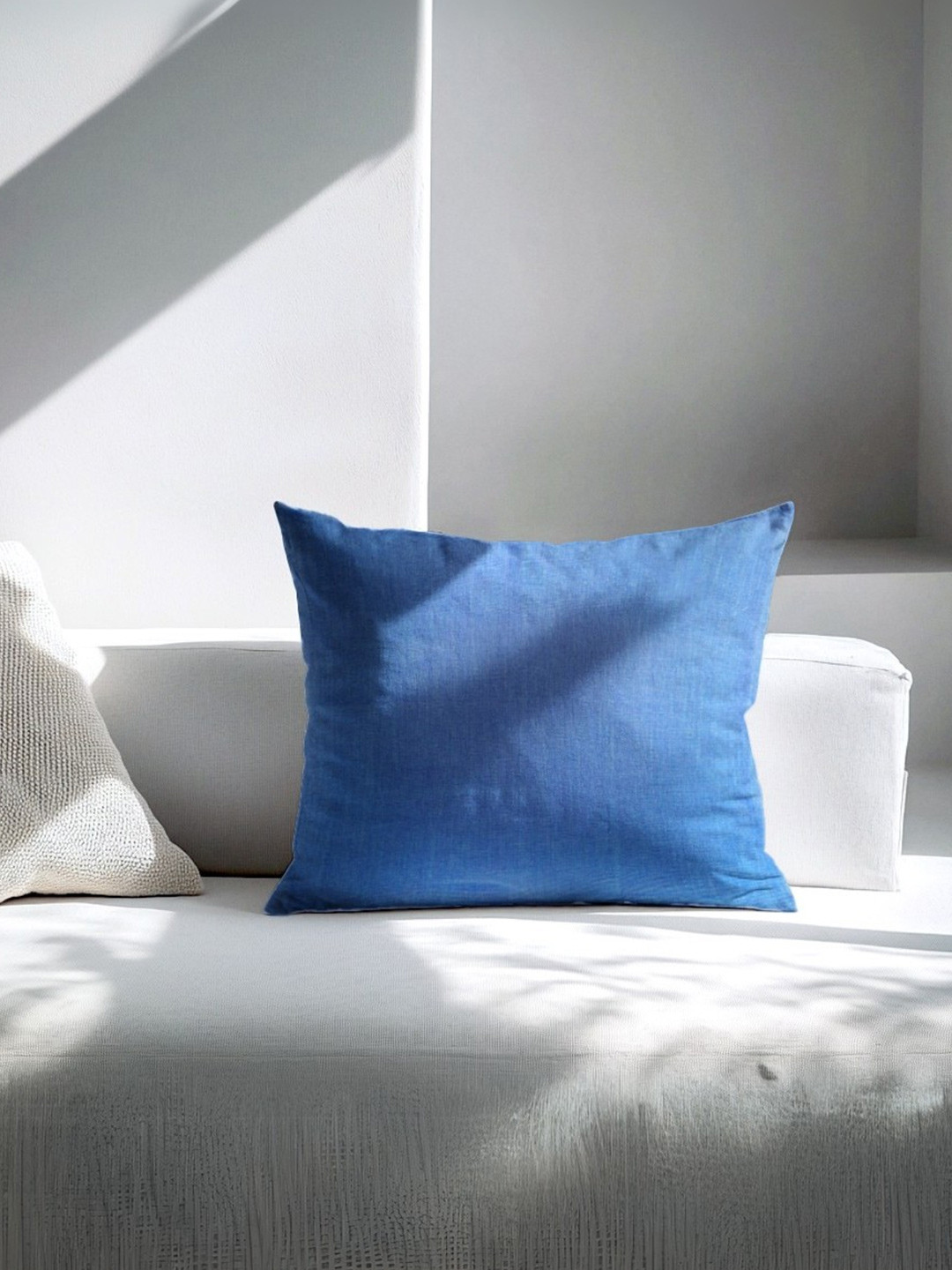 Copper-Red Navagio Peacock Blue Cotton Square Cushion Cover