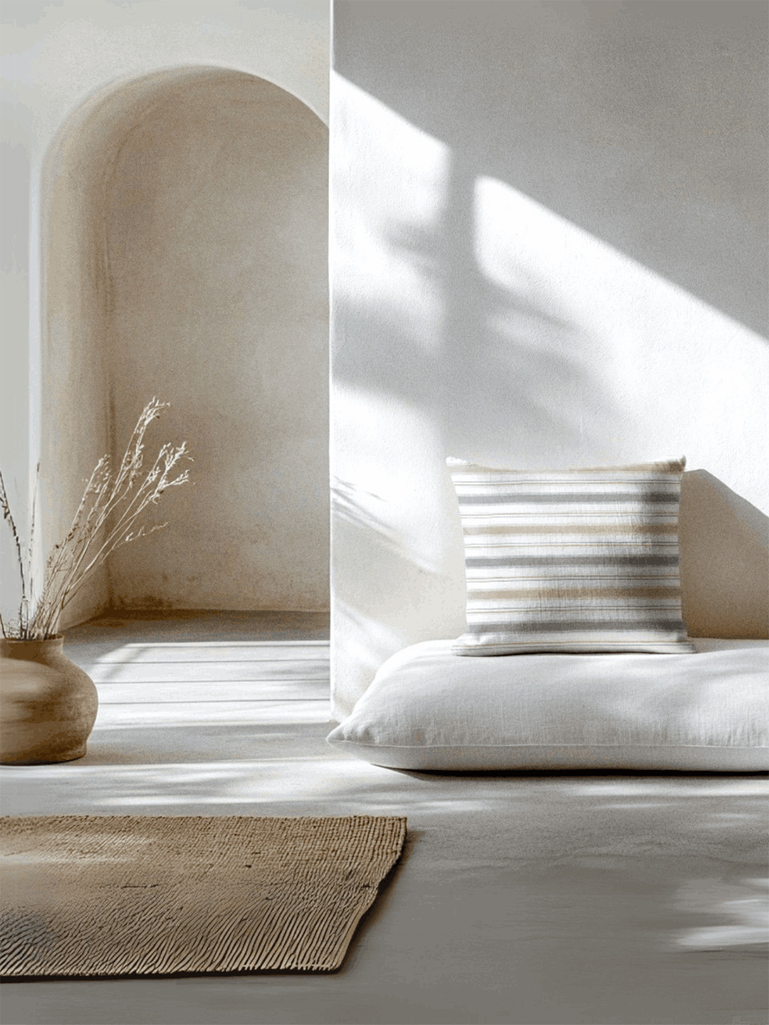 Copper-Red Montauk Blue & Brown Strips Cotton Square Cushion Cover