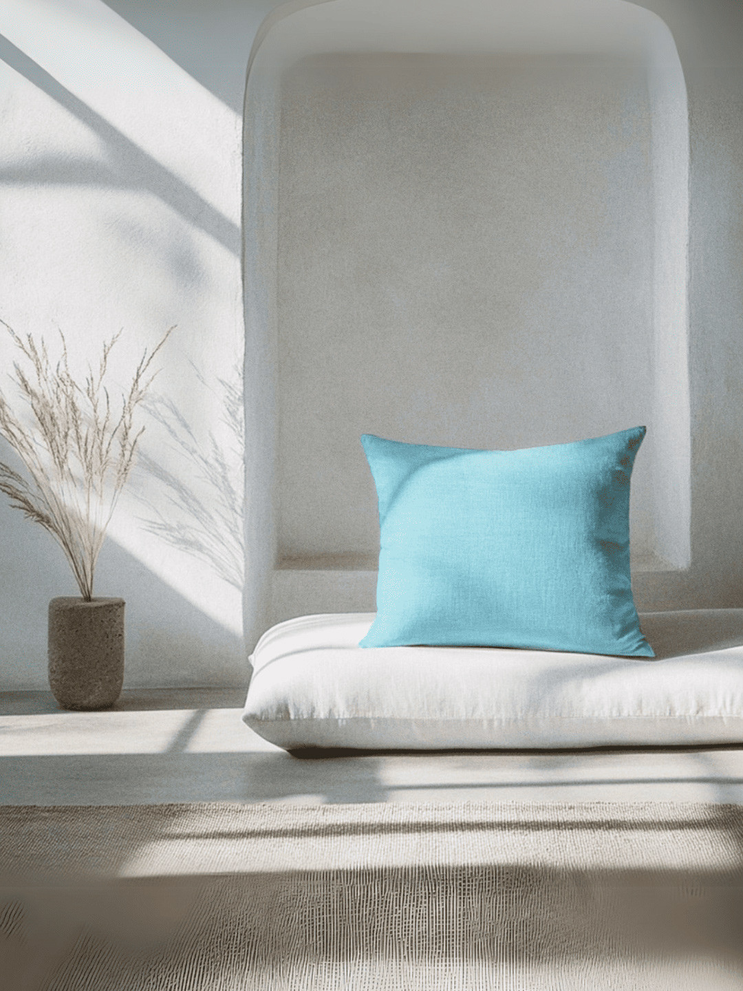 Copper-Red Corsica Light Blue Cotton Square Cushion Cover