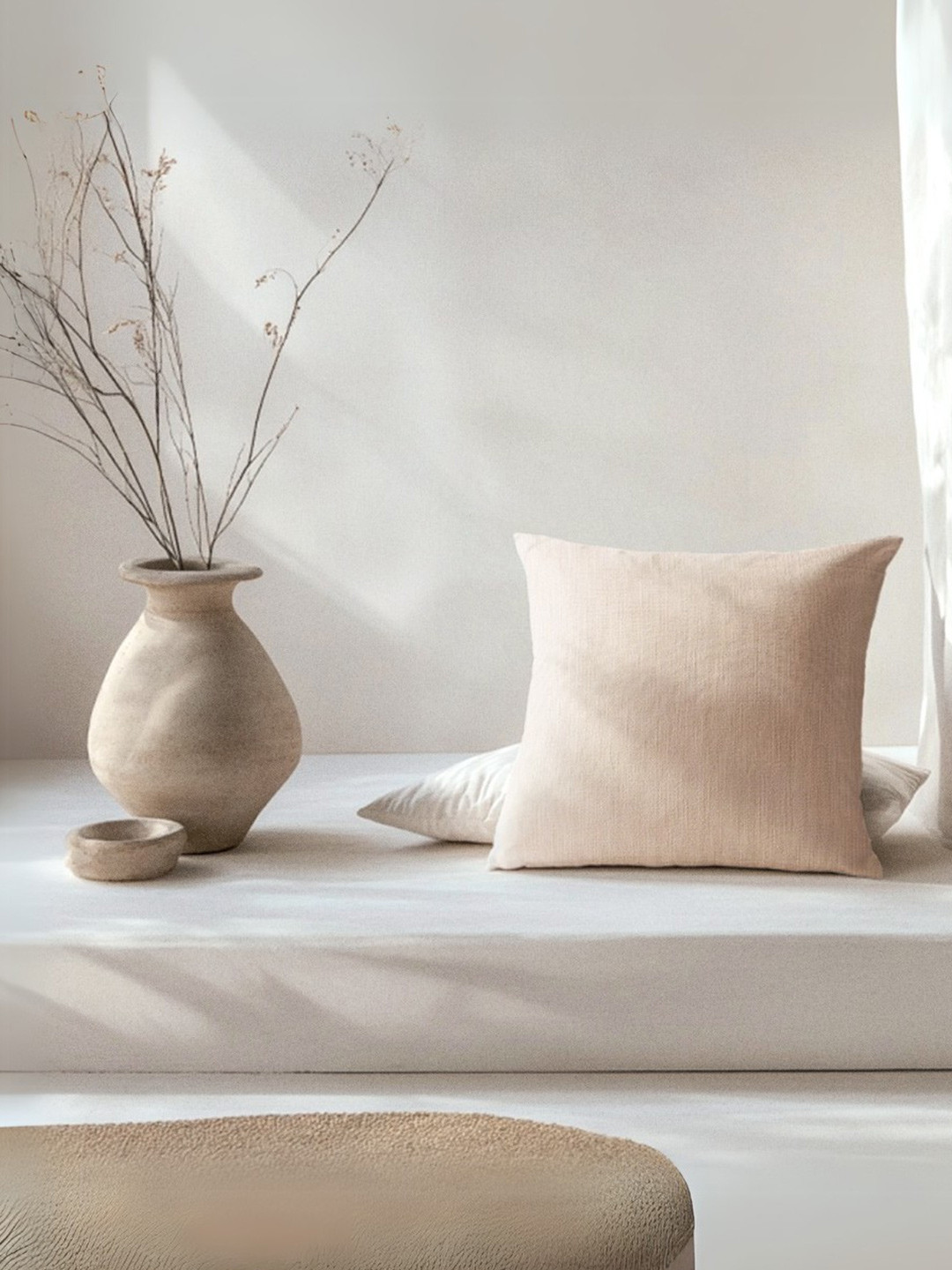 Copper-Red Serengeti Beige Cotton Square Cushion Cover