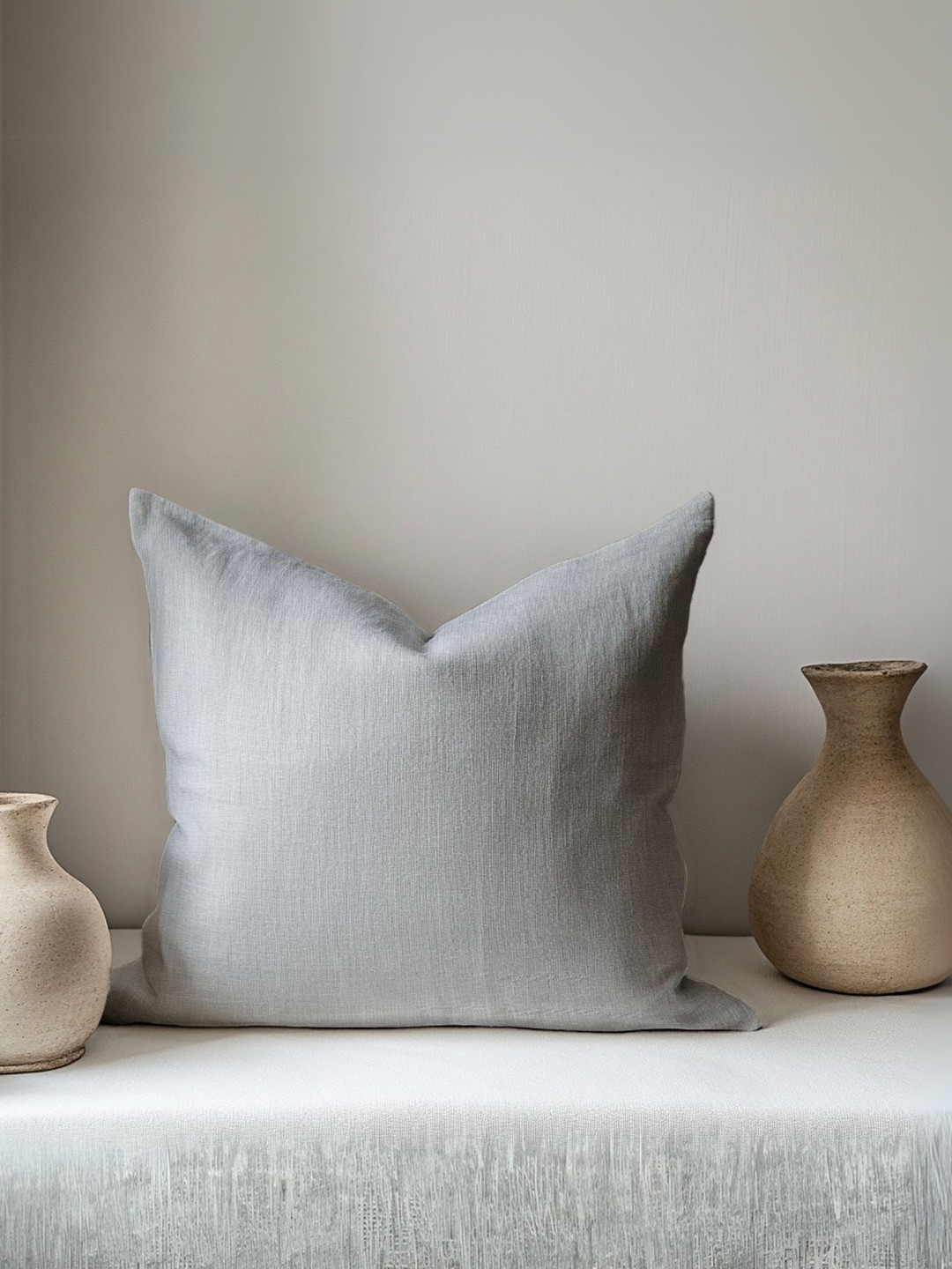 Copper-Red Grey Cotton Breathable 4 Piece Square Cushion Covers - 18 x 18 Inches