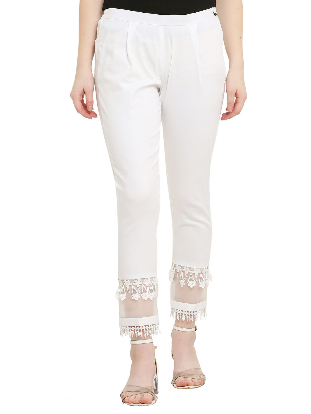 Sellingsea Women Mid-Rise Lace Detailed Trouser
