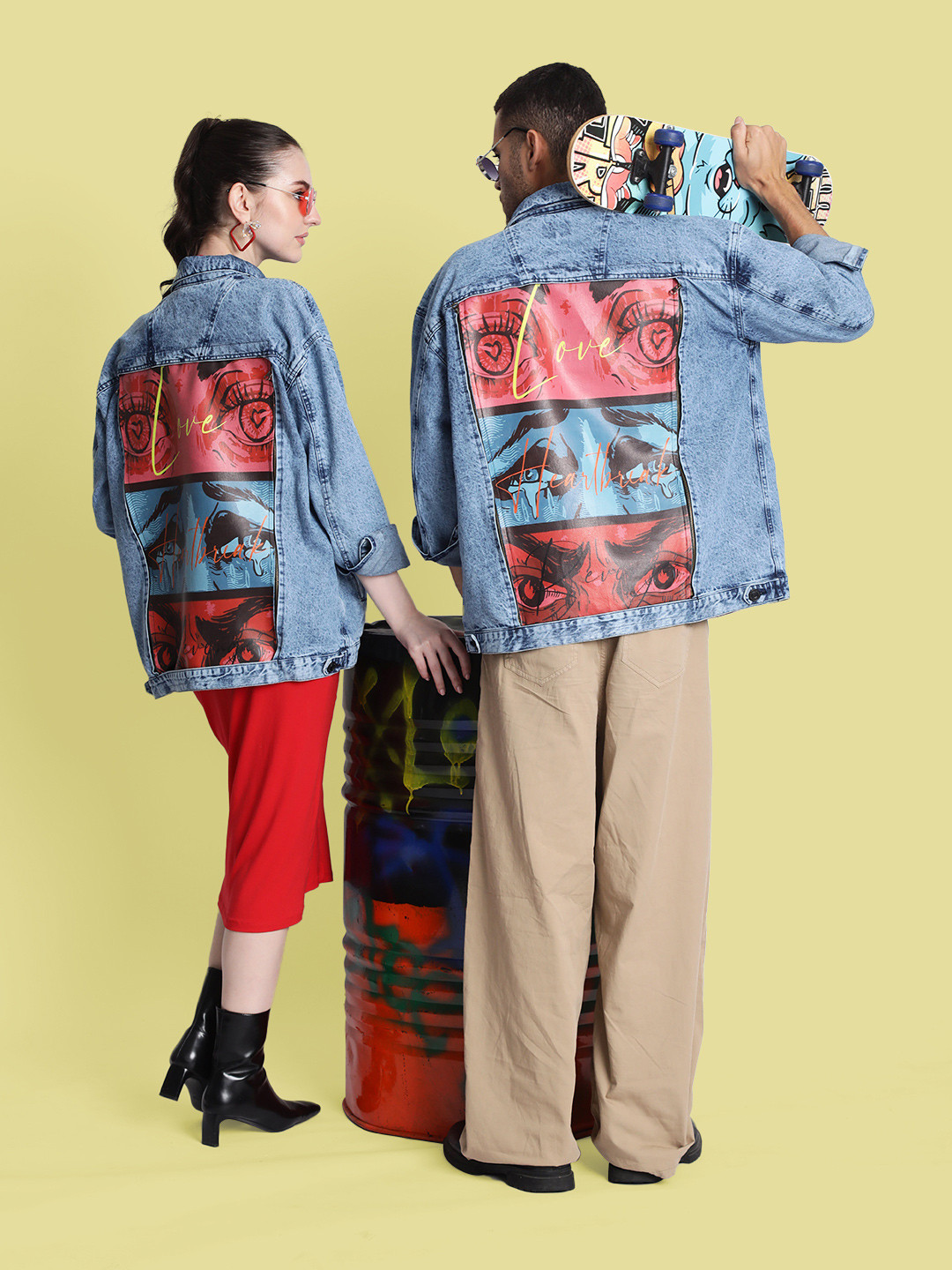 Bene Kleed Unisex Oversized Denim Jacket With Detachable Back patch