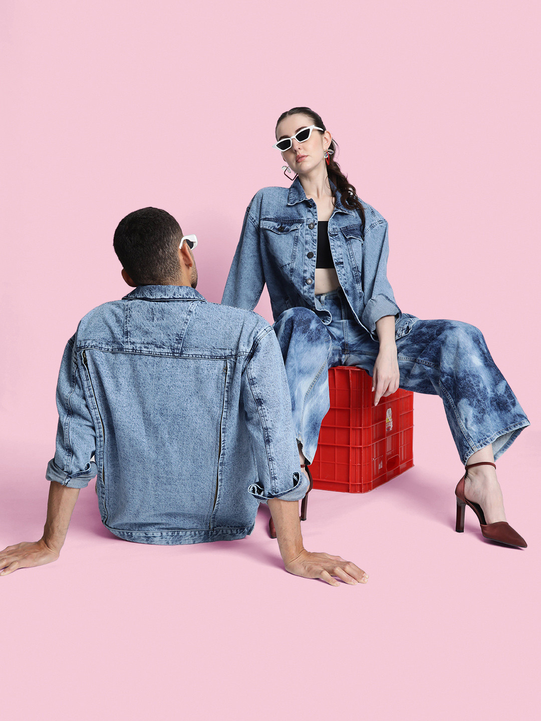 Bene Kleed Cotton Denim Jacket With Detachable Back Patch