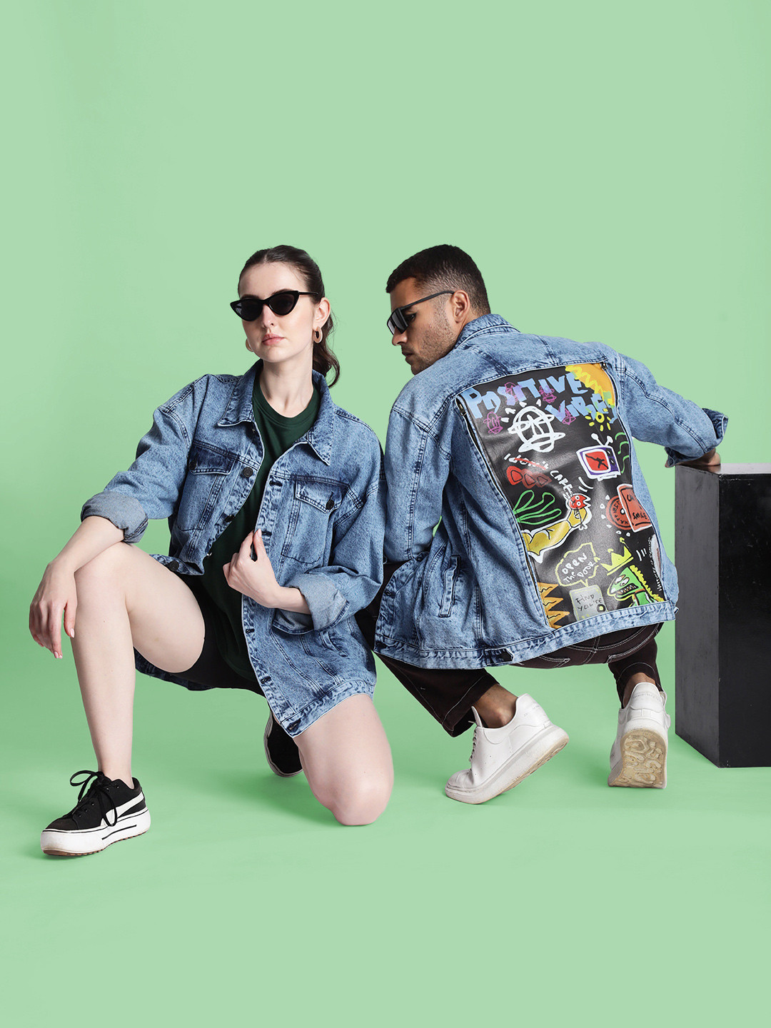 Bene Kleed Men Oversized Denim Jacket With Detachable Back patch