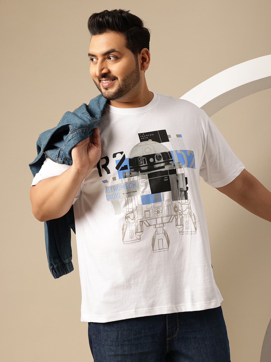 Sztori Plus Size Star Wars Printed Pure Cotton T-shirt