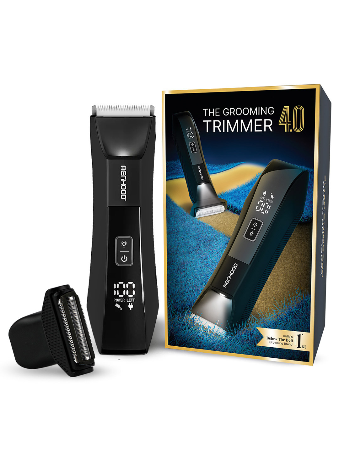 MENHOOD Men Black Waterproof Type C Fast Charging Dual Head Grooming Body Trimmer 4.0