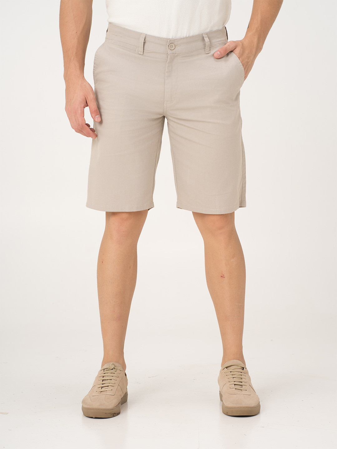 The Pant Project Men Sesame Beige Regular-Fit Stretchable Chino Shorts