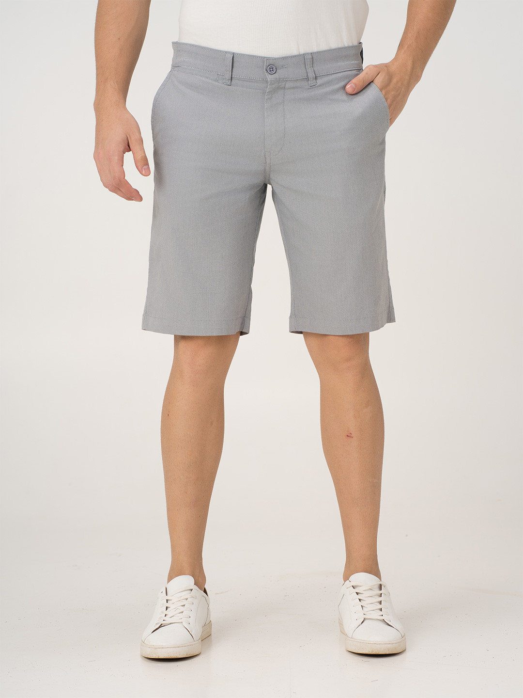 The Pant Project Men Heather Grey Regular-Fit Stretchable Chino Shorts