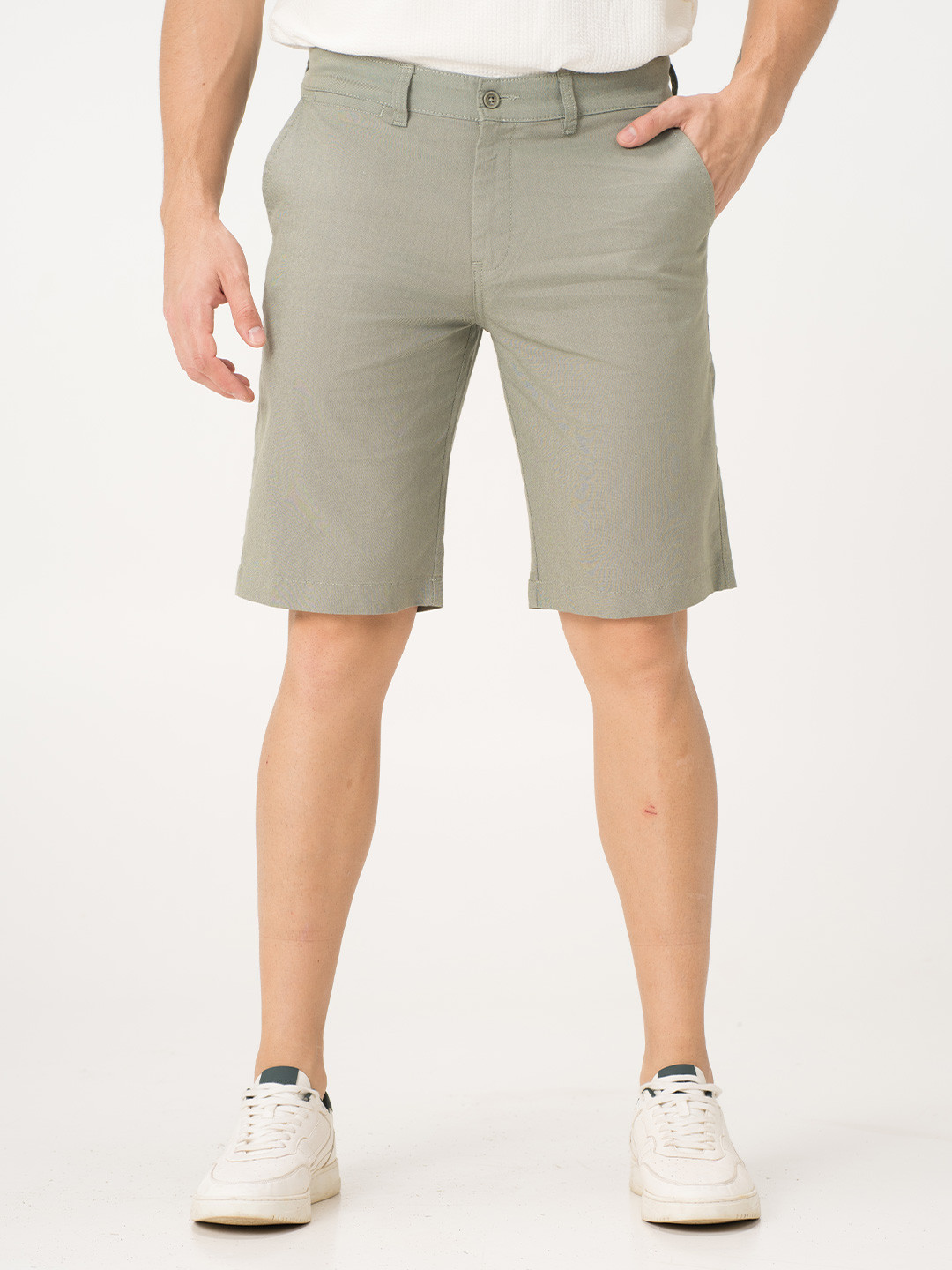 The Pant Project Men Sprout Green Regular-Fit Stretchable Chino Shorts