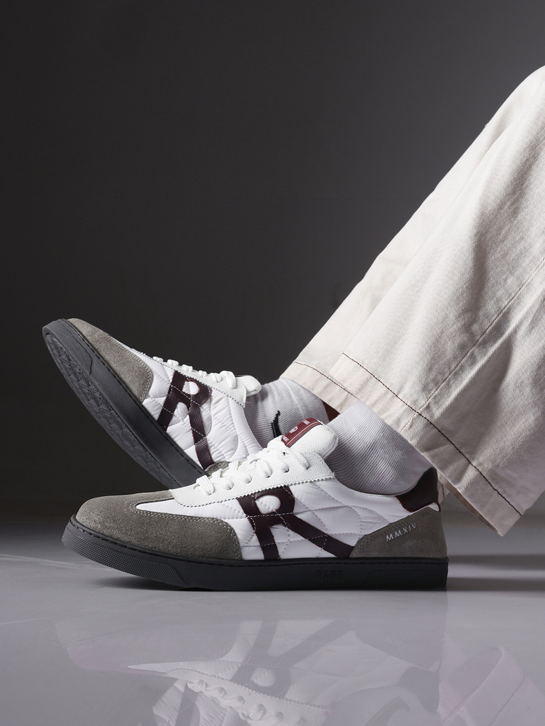 RARE RABBIT Men ATLAS White Leather Sneakers