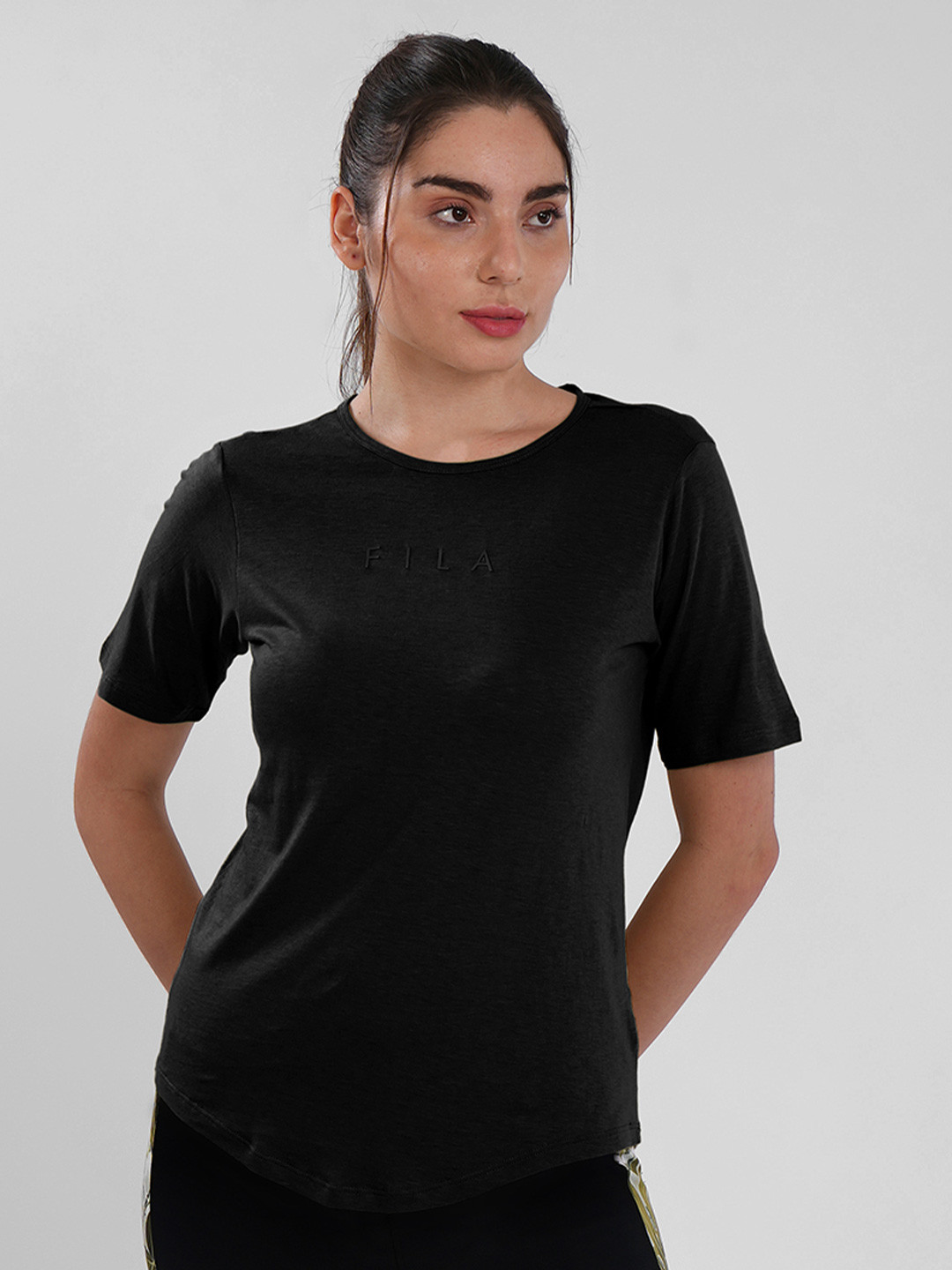 FILA Women AJES Typography Printed Regular Fit Tshirts