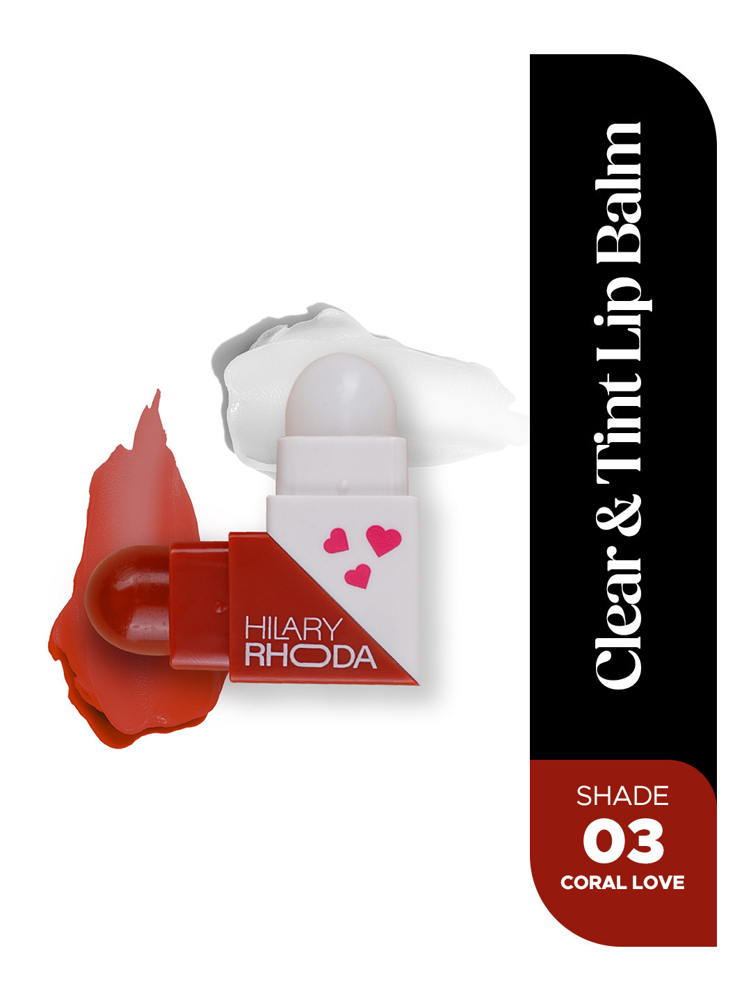 Hilary Rhoda 2 Sided Clear & Tint Lip Balm With Shea Butter-2.27g Each Side -Coral Love 03