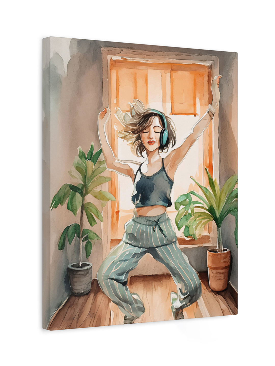 Sassyco Brown Canvas Wall Living Room Rectangle Potrait Paintings Wall Art -15.7 x 19.69In