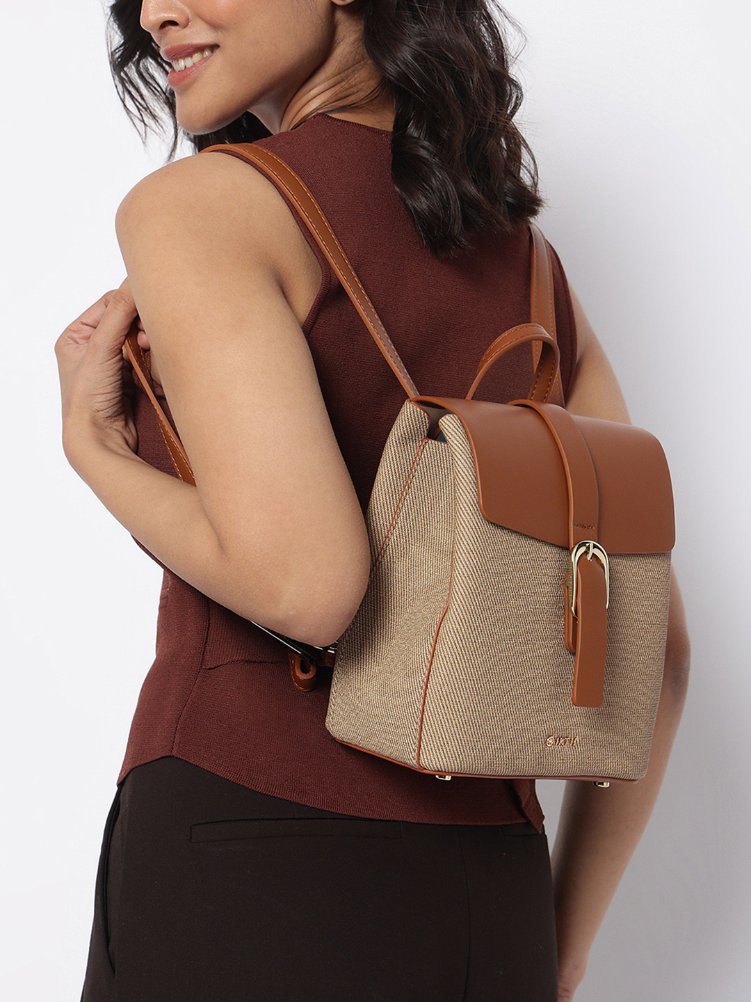 IRTH by House of Titan Women Textured Cedar Twines Backpack