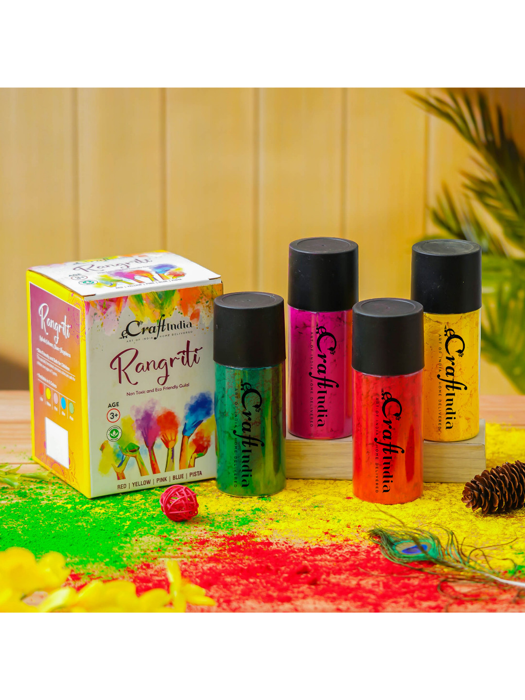 eCraftIndia Pack of 4 Starch Gulal Holi Colours