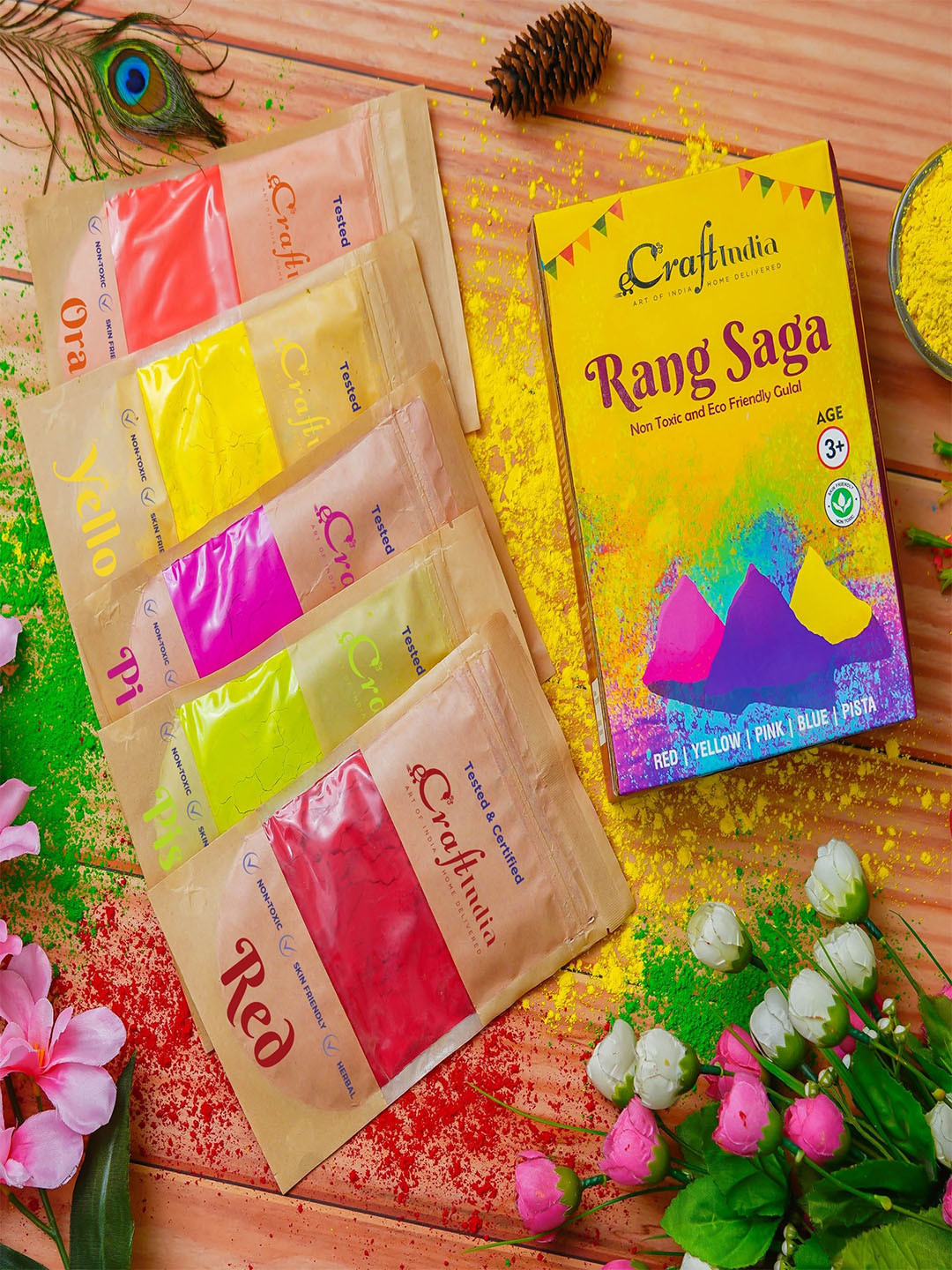 eCraftIndia 5 Pcs Assorted Gulal Holi Colours