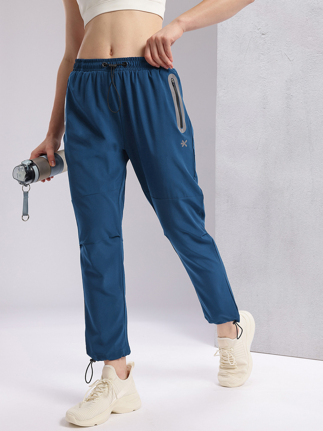 HRX by Hrithik Roshan Women Cropped Running Track Pants with Toggle Hem