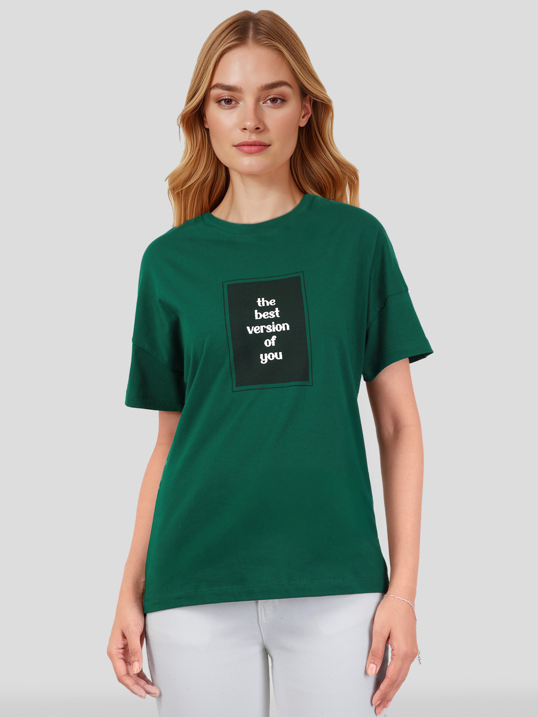 Mast & Harbour Typography Printed Drop-Shoulder Sleeves Pure Cotton T-shirt