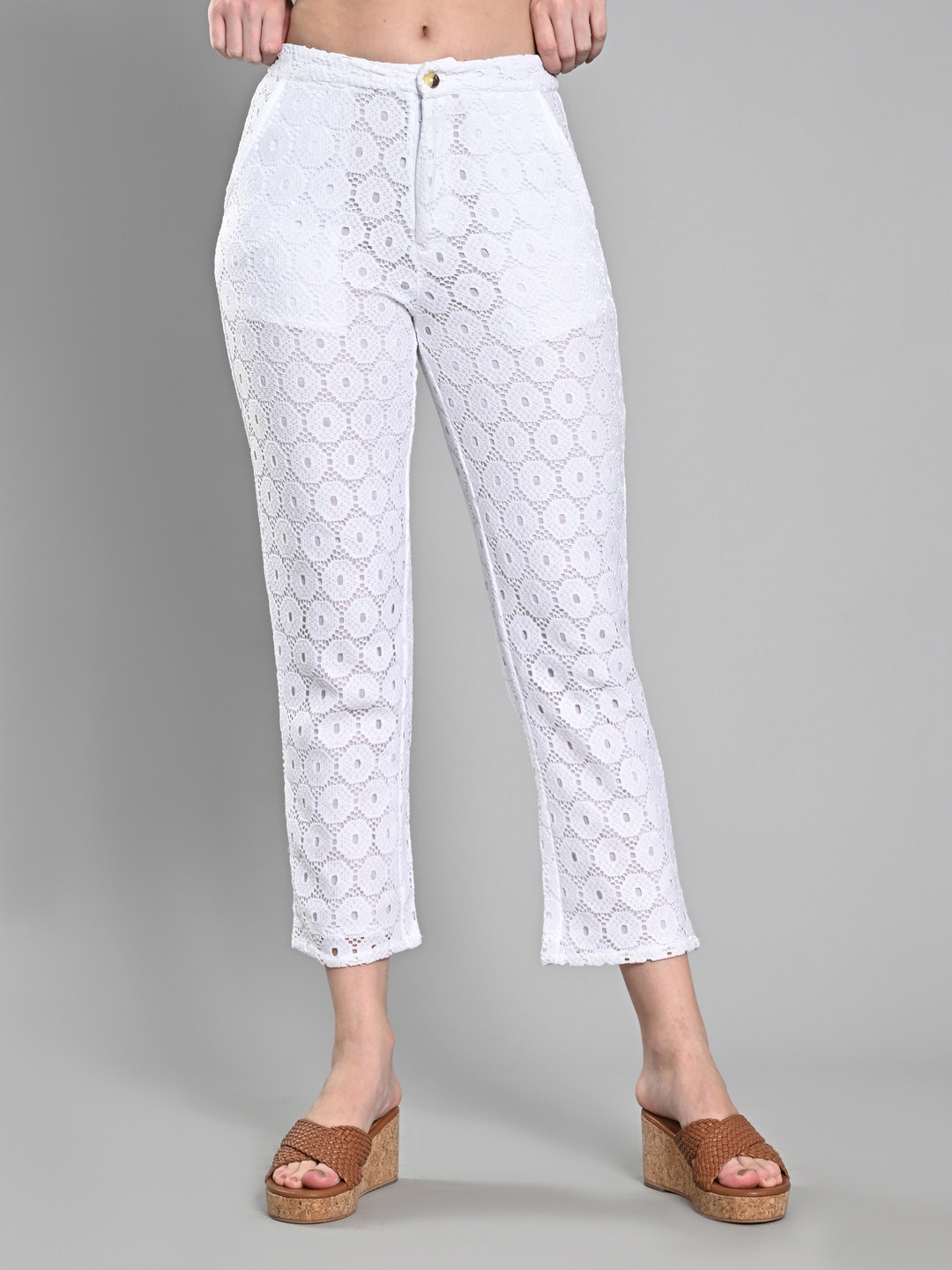 Iti Women Self Design Regular Fit Cigarette Trousers