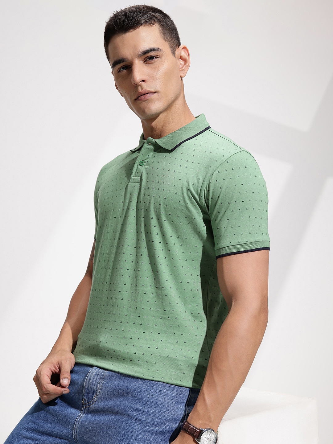 INVICTUS Printed Polo Collar Pure Cotton T-shirt