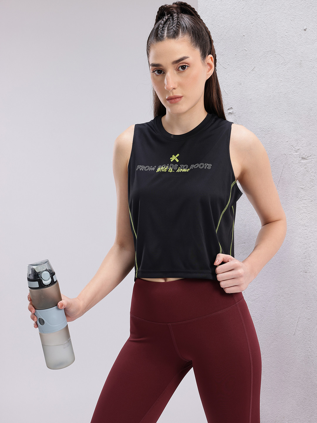 HRX by Hrithik Roshan Typography Print Rapid-Dry Running T-shirt with Contrast Stitches