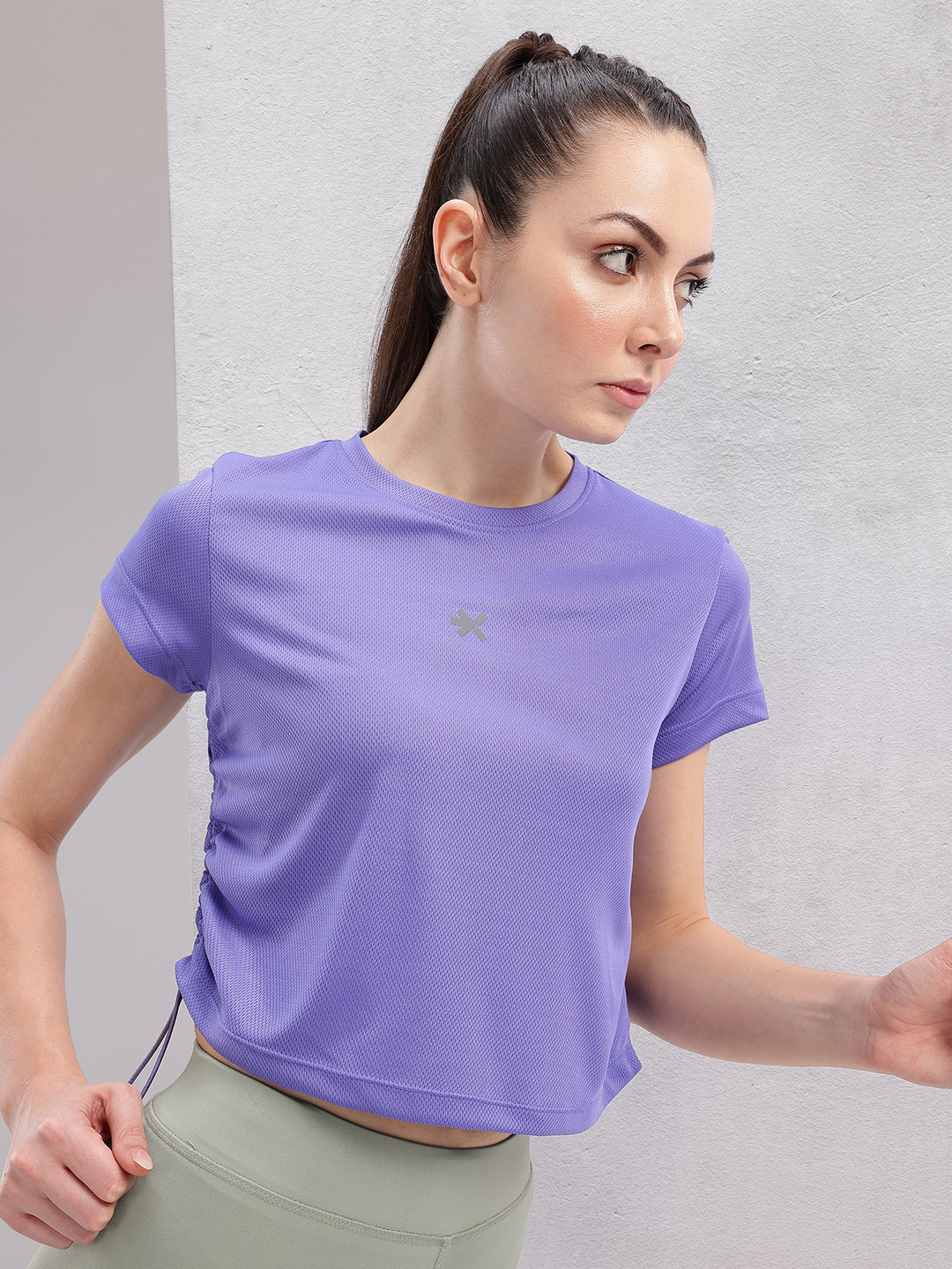 HRX by Hrithik Roshan Ruched Toggle Hem Rapid-Dry Running T-shirt