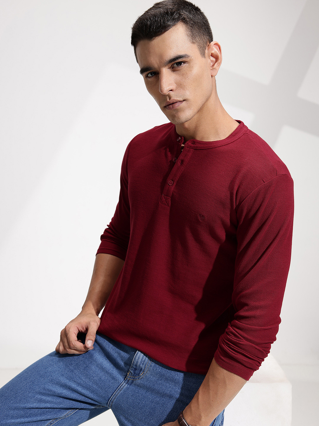 INVICTUS Henley Neck Pure Cotton T-shirt