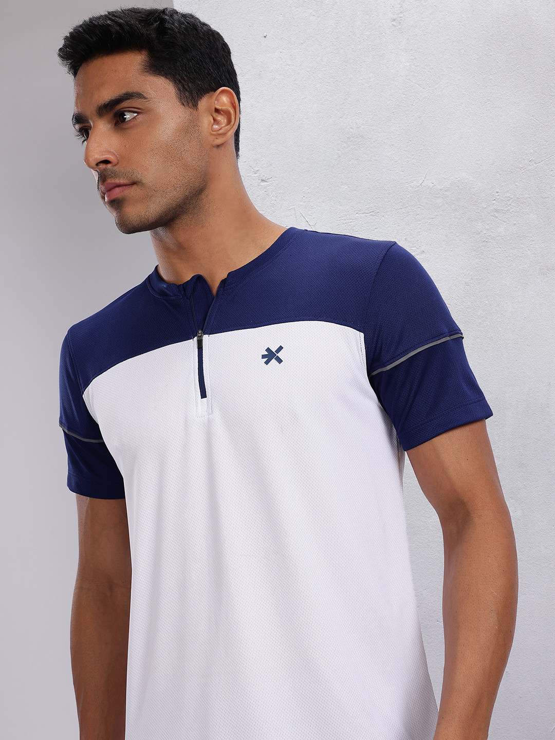 HRX by Hrithik Roshan Rapid-Dry Colourblocked Henley Neck Running T-shirt