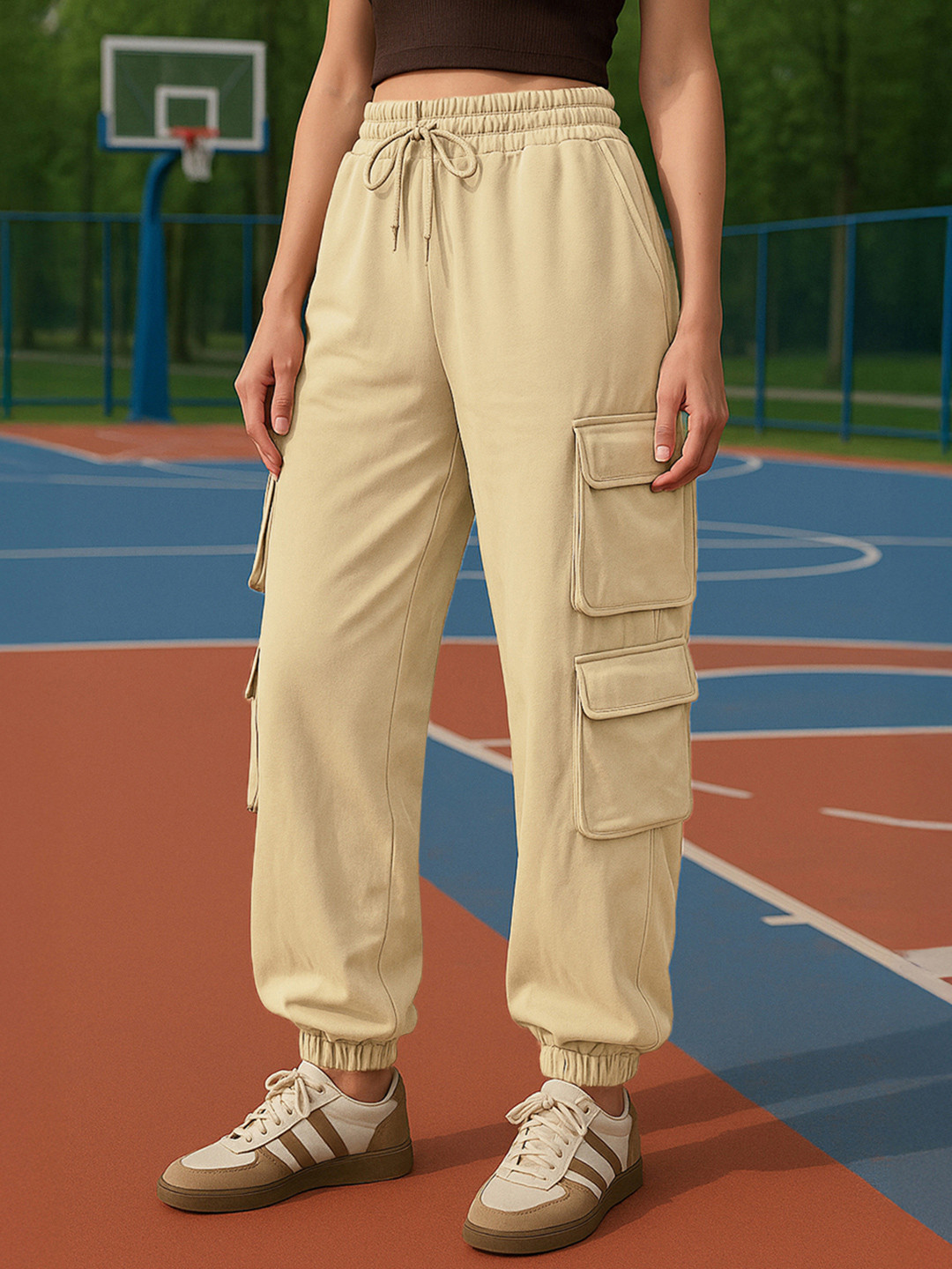 Bewakoof Air 1.0 Women Ginger Root Brown Super Loose Fit Cargo Joggers